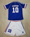 1998 France Home Blue Kids Retro Long Sleeve Soccer Jersey