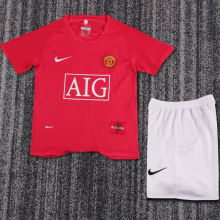 2007/08 M Utd Home Red Retro Kids Soccer Jersey League Version 联赛版