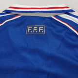 1998 France Home Blue Kids Retro Long Sleeve Soccer Jersey