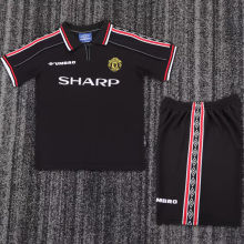 1998/99 M Utd Black Retro Kids Soccer Jersey