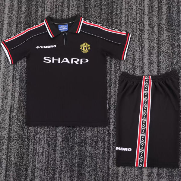 1998/99 M Utd Black Retro Kids Soccer Jersey