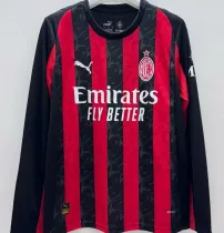 2025/26 AC Milan Home Long Sleeve Fans Soccer Jersey