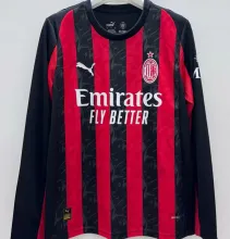 2025/26 AC Milan Home Long Sleeve Fans Soccer Jersey