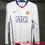 2008/2009 M Utd Away White Retro Player Version Long Sleeve Jersey 球员版长袖
