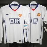 2008/2009 M Utd Away White Retro Player Version Long Sleeve Jersey 球员版长袖