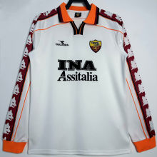 1998/99 Roma Away White Retro Long SLeeve Soccer Jersey