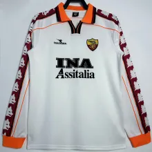 1998/99 Roma Away White Retro Long SLeeve Soccer Jersey