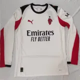 2025/26 AC Milan Away White Long Sleeve Fans Soccer Jersey
