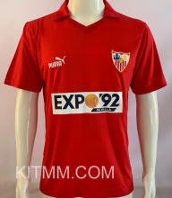 1987/1990 Sevilla FC Away Red Retro Soccer Jersey
