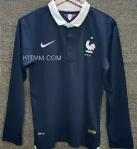 2014 France Home Retro Long Sleeve Soccer Jersey