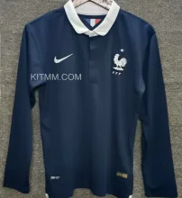 2014 France Home Retro Long Sleeve Soccer Jersey