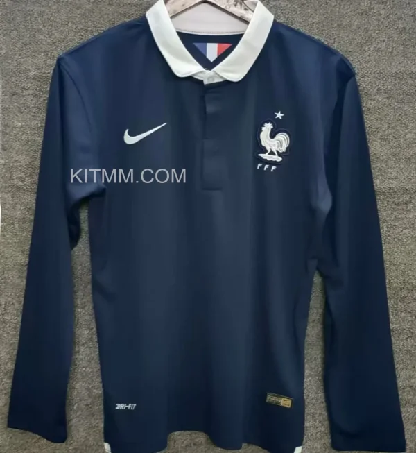 2014 France Home Retro Long Sleeve Soccer Jersey