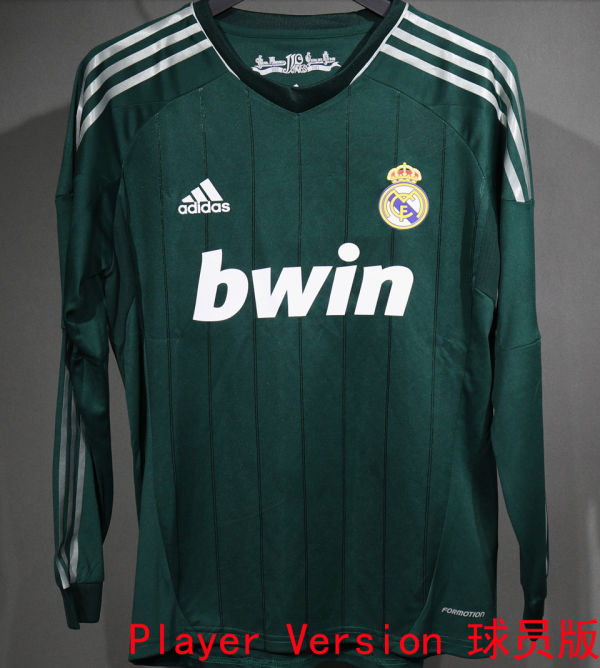 2012/13 RM Third Green Retro Player Version Long Sleeve Soccer Jersey 球员版