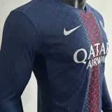 2025/26 PSG Home Blue Player Version Long Sleeve Soccer Jersey