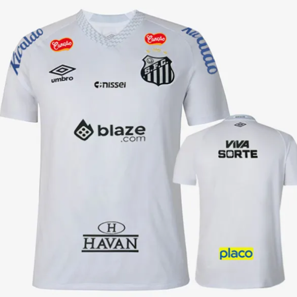 2025/26 Santos 1:1 Quality Home White Fans Soccer Jersey 全广告