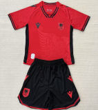 2025/26 Albania Home Red Kids Soccer Jersey 阿尔巴尼亚