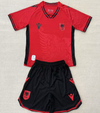 2025/26 Albania Home Red Kids Soccer Jersey 阿尔巴尼亚