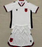 2025/26 Albania Away White Kids Soccer Jersey 阿尔巴尼亚