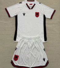 2025/26 Albania Away White Kids Soccer Jersey 阿尔巴尼亚