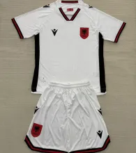 2025/26 Albania Away White Kids Soccer Jersey 阿尔巴尼亚