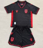 2025/26 Albania Third Black Kids Soccer Jersey 阿尔巴尼亚