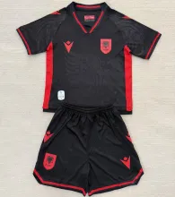2025/26 Albania Third Black Kids Soccer Jersey 阿尔巴尼亚
