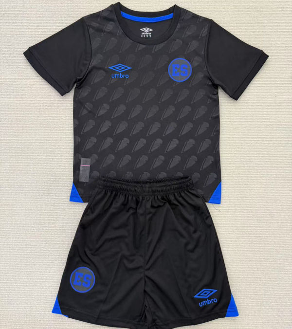 2025/26 EL Salvador Third Black Kids Soccer Jersey 萨尔瓦多