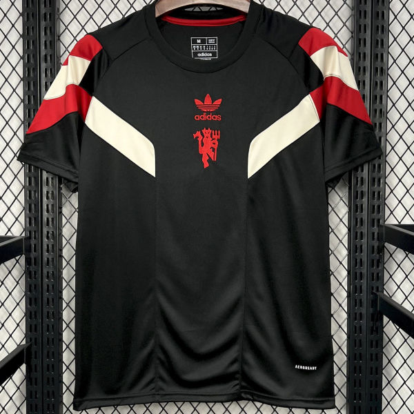 2025 M Utd Black Retro Style Soccer Jersey
