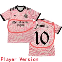 Familia #10 Flamengo Pink Player Version Soccer Jersey 2023 带胸前广告 球员版