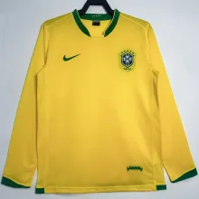 2006 Brazil Home Yellow Retro Long Sleeve Soccer Jersey