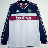 1997/98 Man City Away White Retro Long Sleeve Soccer Jersey