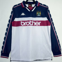 1997/98 Man City Away White Retro Long Sleeve Soccer Jersey