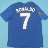 2008/2009 M Utd Third Blue Retro Player Version Soccer Jersey 球员版