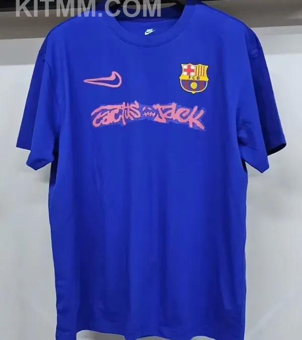 2025/26 BA x Travis Scott Blue Pure Cotton Jersey 胸前红色字