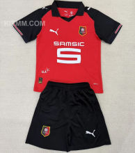 2025/26 Rennais Home Red Kids Soccer Jersey