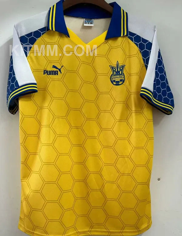 1998 Ukraine Home Yellow Retro Fans Soccer Jersey