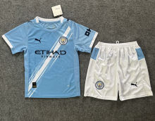 2025/26 Man City Home Blue Kids Soccer Jersey
