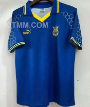 1998 Ukraine Away Blue Retro Fans Soccer Jersey