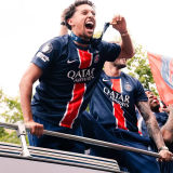 2024/25 PSG Home Blue Champion Style Player Version Soccer Jersey 前后带星