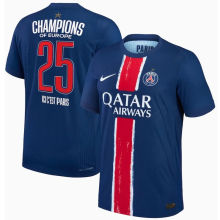 CHAMPIONS OF EUROPE 25 ICIC'EST PARIS PSG 1:1 Quality Home Blue Fans Soccer Jersey 2024/25 带星★★