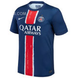 2024/25 PSG 1:1 Quality Home Blue Champion Style Fans Soccer Jersey 前后带星塔
