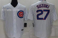 Chicago Cubs SUZUKI #27 White Baseball Jersey