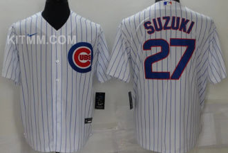 Chicago Cubs SUZUKI #27 White Baseball Jersey