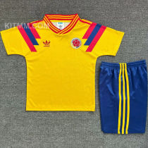 1990 Colombia Home Yellow Retro Kids Soccer Jersey