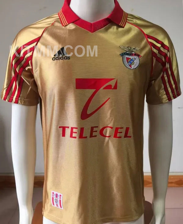 1998/1999 Benfica Away Gold Retro Soccer Jersey