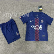 2025/26 PSG Home Blue Kids Soccer Jersey （Embroidery Champion Star） 刺绣的前塔星