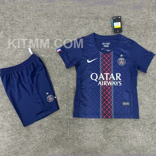 2025/26 PSG Home Blue Kids Soccer Jersey （Embroidery Champion Star） 刺绣的前塔星