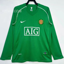 2007/08 M Utd Green GK Retro Long Sleeve Soccer Jersey