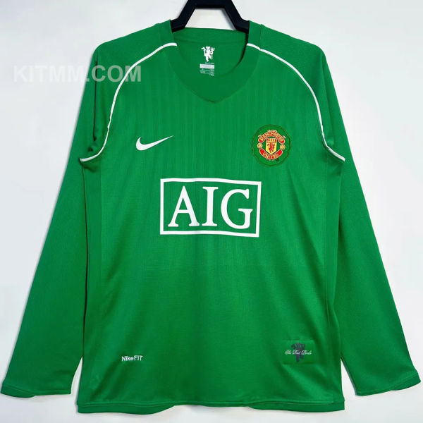 2007/08 M Utd Green GK Retro Long Sleeve Soccer Jersey