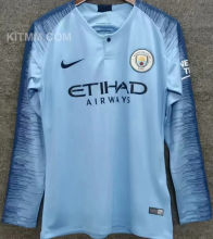 2018/2019 Man City Home Blue Long Sleeve Retro Jersey